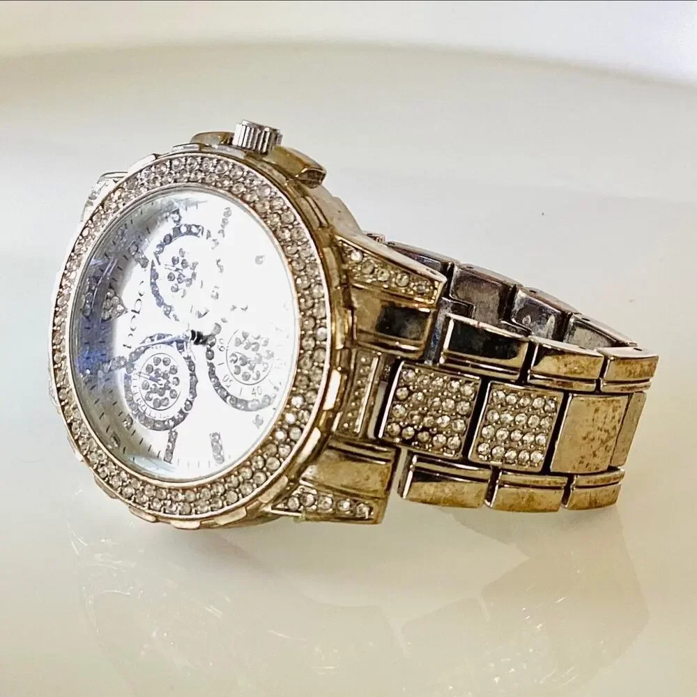 Bebe SILVER DIAL CRYSTAL BEZEL WATCH